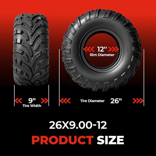 ATV UTV Tires 26x9-12,6-Ply Tubeless Tires,Directional,Set of 2 - size: 26x9-12