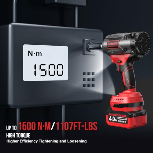 1/2 Brushless Cordless Impact Wrench 1107Ft-lbs Power Impact Gun