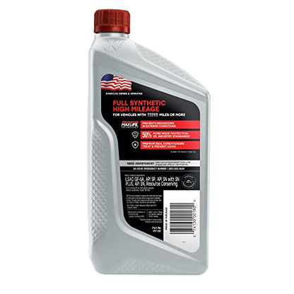 Valvoline Full Synthetic High Mileage with MaxLife Technology SAE 10W-30 Motor Oil 1 QT (Pack of 2) - size: 1 qt (Pack of 2), style: Full Synthetic High Mileage