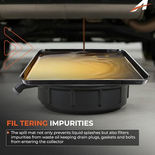 17892 Transmission Drain Pan with 3Pcs 22'' Oil Drain Splash Pad, Universal Fluid Drain Funnel Compatible with 87031 87032, Large Capacity Leak-Proof Pan for Oil, Coolant & Transmission Fluid Change - size: 17892-1