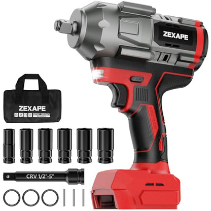 Cordless Impact Wrench 1/2 inch for Milwaukee Battery, Impact Wrench 1360N.m(950Ft-lbs) High Torque Brushless Electric Impact, Power Impact Driver with 3-Mode Speed, LED Work Light(Tool Only)