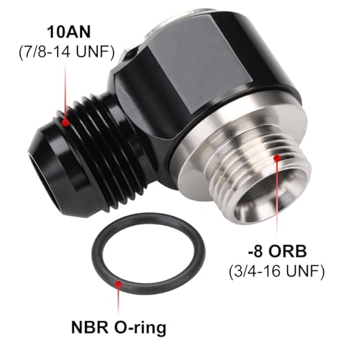 10AN Male Flare Banjo to 8AN -8 ORB Stainless Steel Banjo Bolt Assembly Fitting Adapter Black - size: 10AN to -8 ORB