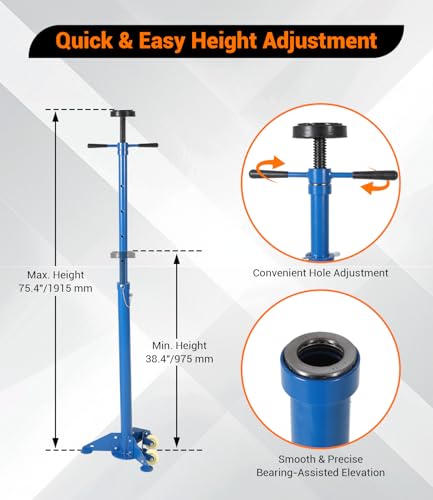 2PACK Underhoist Support Stand, 3/4 Ton Jack Stand, Under Hoist Stand for Vehicle Lifting & Support, 1655Lbs Capacity, Lifting from 38.4 to 75.4Inch, - color: Blue | Triangular Base