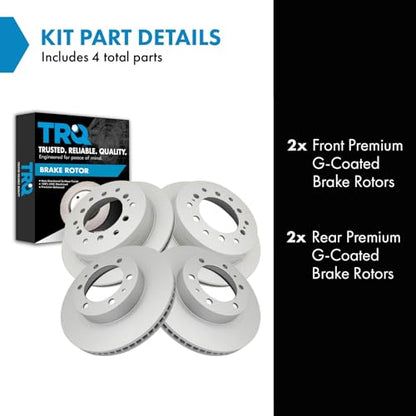 TRQ Front and Rear Brake Rotor Set G Coated Vented - style: BKA14763
