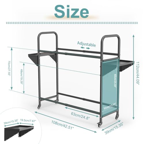 Hershii Rolling Tire Storage Rack, Tire Rack with Wheel,Tire Rack Storage - color: Black, size: 24.80-42.51'' X 15.35'' X 44.09''
