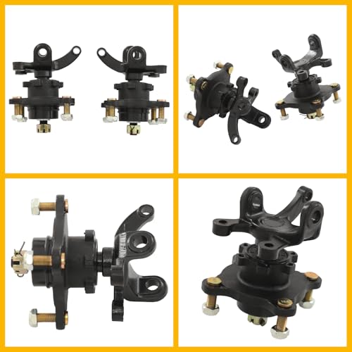 Front Steering Knuckle Assembly Kit for 125cc 150cc 200cc 250cc ATV UTV, 2 Steering Knuckle Spindles+2 Brake Disc Rotors+1 Brake Caliper, Direct Fit Replacement Steering Complete Kit - size: B