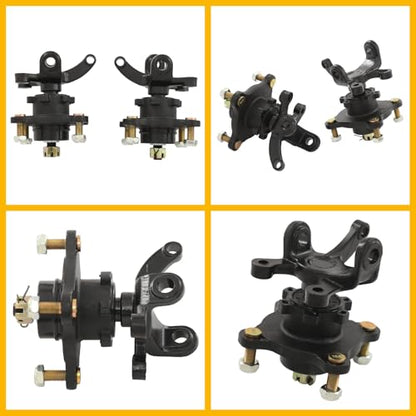 Front Steering Knuckle Assembly Kit for 125cc 150cc 200cc 250cc ATV UTV, 2 Steering Knuckle Spindles+2 Brake Disc Rotors+1 Brake Caliper, Direct Fit Replacement Steering Complete Kit - size: B