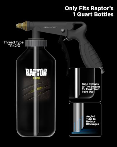 InoKraft Rust Proofing Spray Gun, Bedliner Gun with Adjustable Nozzle and Pressure Regulator, for Truck Bed Liner Coating, Rubberized Undercoat, Suitable for Raptor Tintable Urethane Spray-On - size: Thread Model