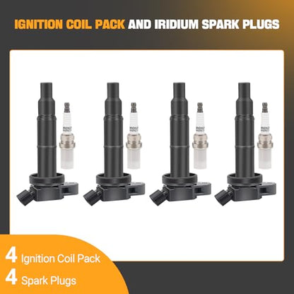 Ignition Coil Pack UF333 & Spark Plug Kit for 2002-2010 Toyota Camry 2.4L