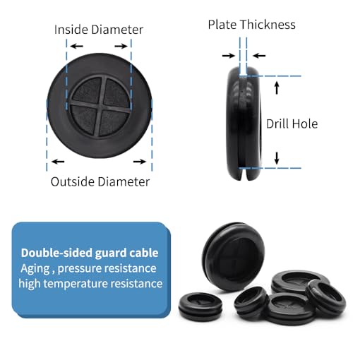 Vrupin 32 Piece Closed Rubber Grommet Firewall Solid Closed Hole Plug Kit, Tower and Round Double Sided Rubber Hole Plugs for Wire Electrical Plumbing Systems. - size: 15 Sizes-Black