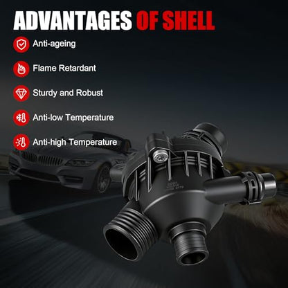 Thermostat Housing Assembly Compatible with BMW E60 525i 528i 530i 535i,E90 323i 328i 330i 335i,E82 E92,X3 2007-2011,Z4 2006-2016,2.5L 3.0L 4.4L,Thermostat for Car OEM# 11537549476 - size: 902-816