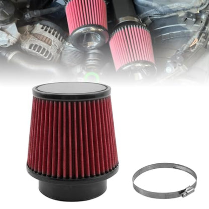 RYANSTAR RACING 102mm 4in Dry Cone Air Filter High Flow Red Washable - size: 4"