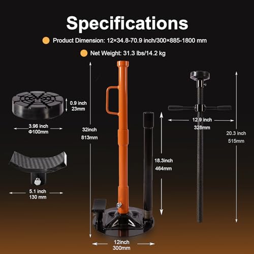 Underhoist Jack Stand, 1 Ton Support Stand with 2 Replaceable Saddles