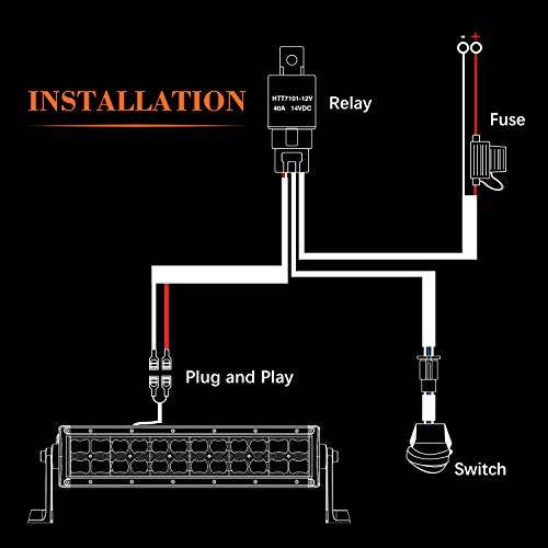 LED Light Bar Wiring Harness On Off Switch Relay 30A Fuse - style: 1 Lead
