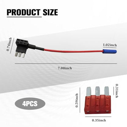 4PCS Car 12V Micro 3 Fuse Tap Add-a-Circuit Adapter