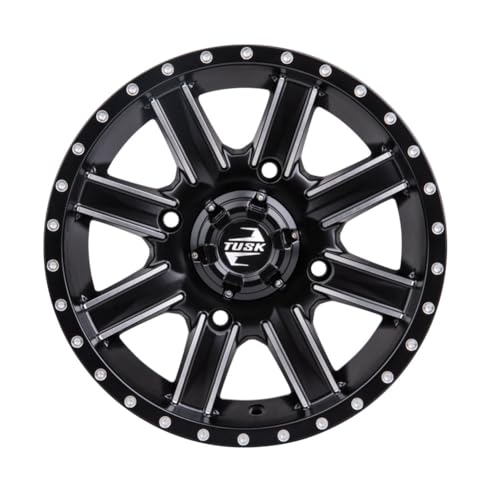 (2 Pack) 4/156 Tusk Cascade Wheel 12x7 4.0 + 3.0 Machined/Black For Yamaha RAPTOR 700 2006-2025