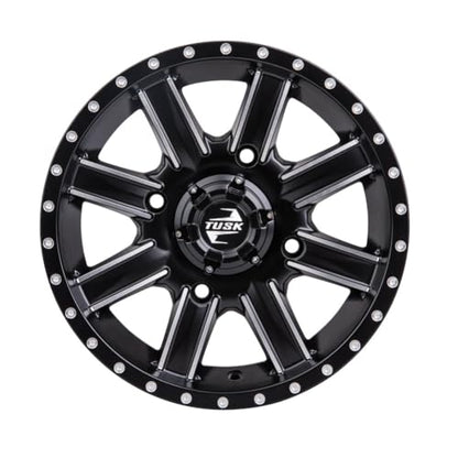 (2 Pack) 4/156 Tusk Cascade Wheel 12x7 4.0 + 3.0 Machined/Black For Yamaha RAPTOR 700 2006-2025