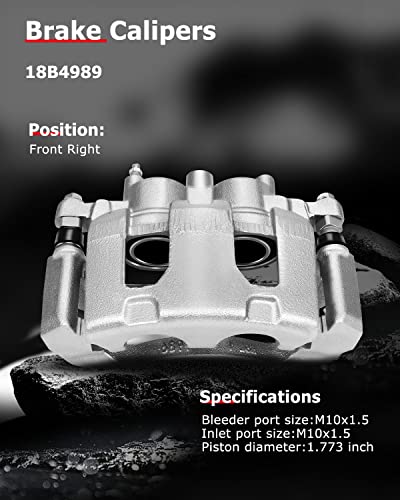 cciyu Front Right Disc Brake Caliper Assembly 18B4989 With Bracket - size: Front Right[18B4989 ]