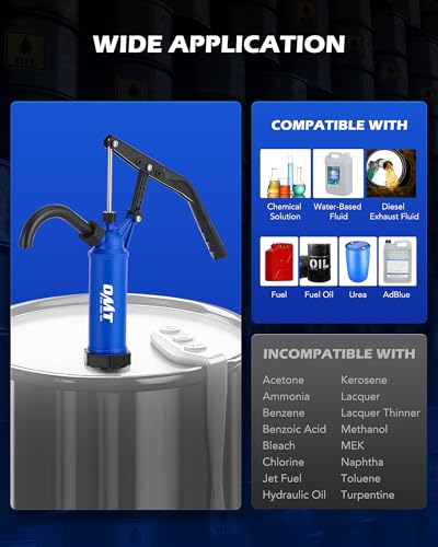 OMT 55 Gallon Drum Pump, Fits 5 to 55 Gallon Drums & Barrels - color: Blue Lever Action Reinforced PP Pump