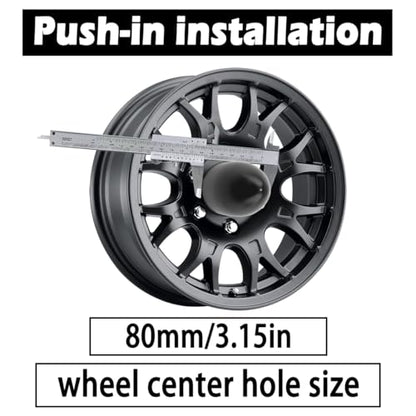 2Pcs 3.15" OD 4.5" H Pointed Top Trailer Wheel Center Caps for Rim - color: Matt Black, size: 3.15" OD 4.5" H