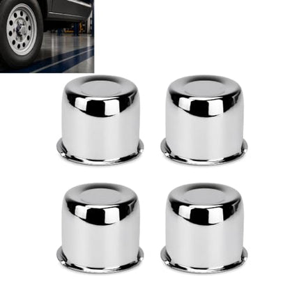 Trailer Wheel Center Caps, Push Through 3.19 Inch Chrome Plated Carbon Steel Hub Covers, for Truck RV Trailer Wheel Rims (4PCS, Silver)