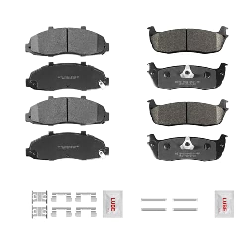 Front and Rear Ceramic Disc Brake Pads Kit w/Hardware fit for 1999-2003 Ford F150 F-150 2002 Lincoln Blackwood