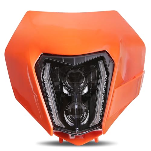 RAMJET4X4 LED Dirt Bike Enduro Supermoto Motorcycle Headlight W/DRL - color: orange