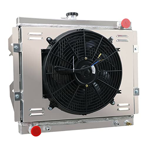 Aluminum Radiator for 1984-1995 Toyota 4Runner Pickup Base Sr5 2.4l L4, 3 Row Core Radiator Shroud 14" Fan Relay