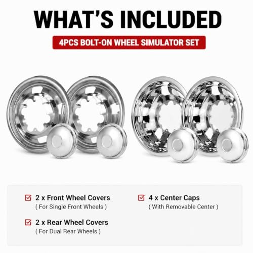 4X 17 Dually Wheel Simulators Fit for 2003-2018 Ram 3500/03-09 Ram 2500 - size: 17"#4