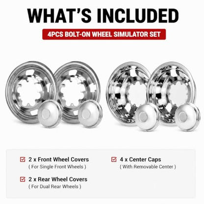 4X 17 Dually Wheel Simulators Fit for 2003-2018 Ram 3500/03-09 Ram 2500 - size: 17"#4