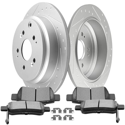 SCITOO Rear Brake Kits Drill & Slotted Brakes Rotor Brakes Pads:31369;D1088 - size: Rear 31369 + D1088 [2+4PCS]