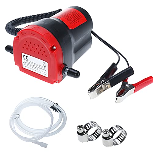 Amarine Made Oil Pump, Oil Extractor Pump, 12V 60W Oil Removal Pump for Fluid Change, Diesel Fluid Extractor Scavenge Oil Change Pump Transfer Suction Transfer Pump with Tubes Truck Rv Boat (Red) - color: Red