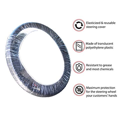 Steering Wheel Protector Clear Plastic Cover Disposable Pack of 100 Universal Automobile Protection