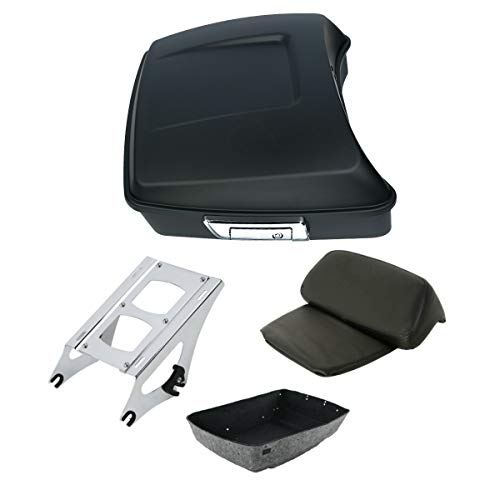 TCT-MOTORPARTS Matte Black Chopped Tour Luggage Trunk Mounting Bracket Fits for 2014-2025 Harley Touring Street Road Glide - color: Matte Black Chopped Trunk+Chrome Rack