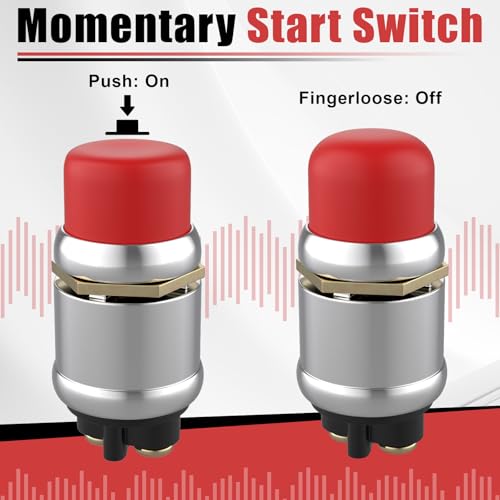 BFXM 3 PCS Push Button Starter Switch, 12V 50A Momentary Push Button Switch - color: red-3
