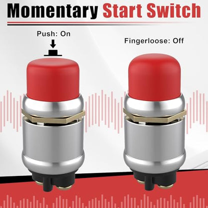 BFXM 3 PCS Push Button Starter Switch, 12V 50A Momentary Push Button Switch - color: red-3