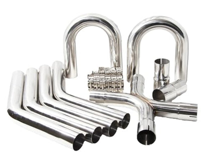 Universal 2.25" Exhaust X-Pipe Kit for Engine Swap, T304 Stainless Steel Mandrel Bent Tubing, Slip Fit Design, Compatible with 4.8L-6.2L Engines