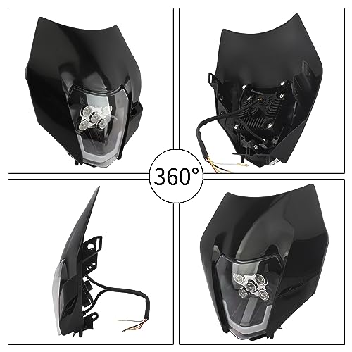 Dirt Bike LED Headlight,Universal Motorcycle Head Lamp Kit Compatible With Motocross Pit Bike Enduro ATV Supermoto 150 250 350 450 500 SX XCW EXC SXF XC SMC R 690(Black) - color: 16-5LED Black