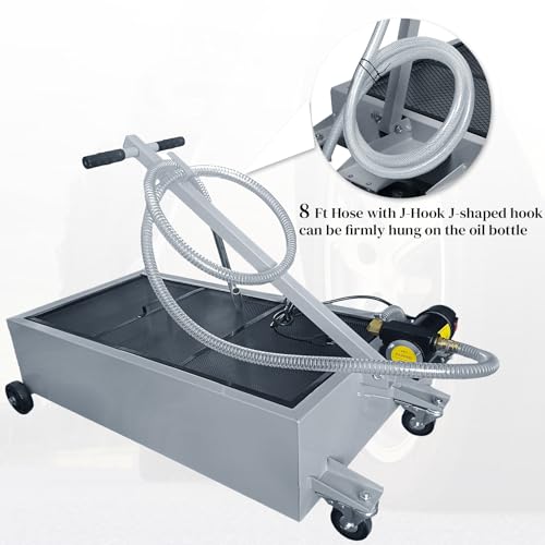 20 Gallon Low-Profile Oil Drain Pan with Electric Pump, Gray - color: Gray, size: 20 Gallon