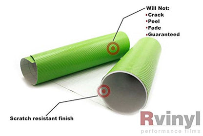 Rwraps 3D Carbon Fiber Vinyl Car Wrap Film in Green - 5ft x 1ft - Vehicle Sheet Roll with Adhesive Back and Air Release Technology - color: 3D Carbon Fiber Green, size: 5ft x 1ft