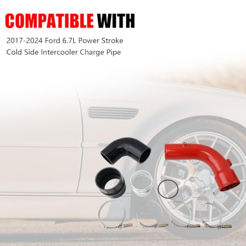 Cold Side Intercooler Pipe Kit for 2017-2024 Ford 6.7L - color: Red