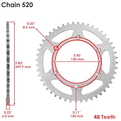 Caltric Drive Chain & Sprockets Kit Compatible with Yamaha Yz250 Yz-250 Yz 250 1999-2017 / YZ426F 2000 2001 2002 / YZ450F 2003 2004