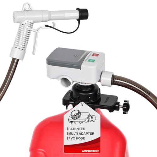 anngrowy Upgraded Cordless Fuel Transfer Pump Battery Powered or USB, Patented Adapter Fits Virtually All Cans, Gas Transfer Pump with Auto-Stop, 3.2 GPM, 51" Hose, Liquid Transfer Pump (Auto-stop) - style: Upgraded Auto-stop