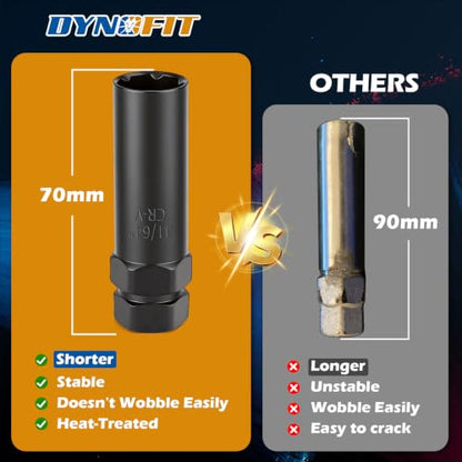 Dynofit 6 Spline Tuner Lug Nuts Key,with 19mm and 21mm Hex,for 1/2" M12 Nut - color: Black, size: 6 Spline with Hex 3/4" and 13/16"