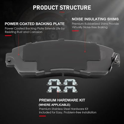 cciyu D1089 Brake Pads w/Hardware Front Disc Brake Pad Set - size: Front[D1089]