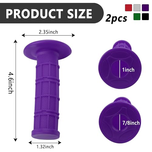2PCS Motorcycle Grips,Anti-Slip Rubber Dirt Bike Grips with 7/8" Left & 1" Right Compatible with CRF KXF,Universal Motorcycle/Bike Handlebar Grips for Women & Men (Purple) - color: Purple