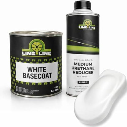 LiME LiNE Automotive Basecoat + Reducer Combo Kit - Mix 1:1 - Makes 1 Quart Sprayable - Clearcoat Required (White Basecoat + Reducer) - color: White