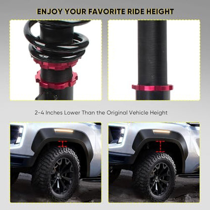 Adjustable Coilovers Suspension Kit fit for 2004-2013 for Mazda 3 Coilover Struts Spring Shocks(Red)
