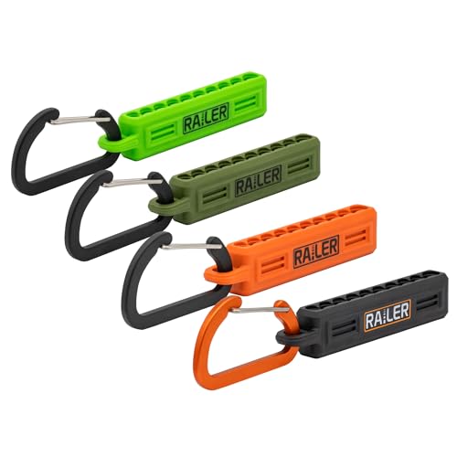 Portable 10-Hole Bit Storage Organizer with Carabiner Clip for Tool Kits - color: Black/Orange/Camo Green/Hi-vis Green (4-pack)