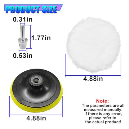 5 Inch Microfiber Car Polishing Pads, Small Automotive Buffing Wheel with M14 Drill Adapter, Vehicle Buffer Polisher Pad for Drill Buffer Attachment (5IN) - size: 5IN